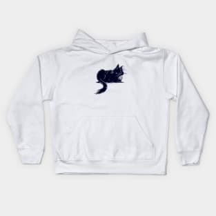 Black Maine Coon Cat Linocut Kids Hoodie